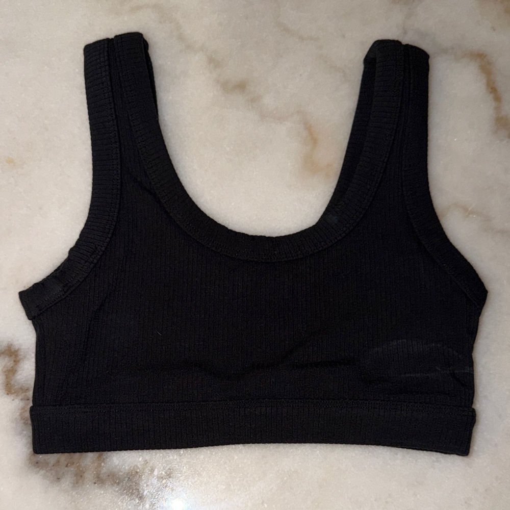 Alo Yoga Black Ribbed Lounge Bralette - Women Intimates